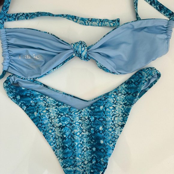 Frankies Blue Snake Skin Bikini Set - Picture 2 of 4